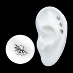 Titanium Threadless Bezel Set CZ Spiderweb Top