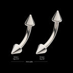 Internally Threaded Spike End Curved Barbell Earring / Nosering – Titanium