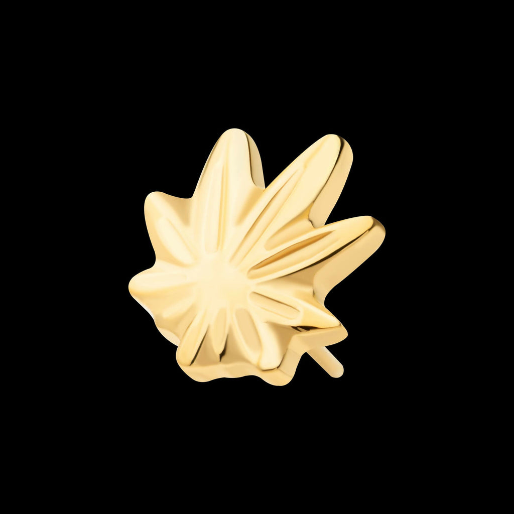 24Kt Gold PVD Titanium Threadless Pot Leaf Top