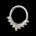 9 Gem Marquise Cluster Front Facing Hinged Segment Clicker Hoop Earring / Nosering – Titanium