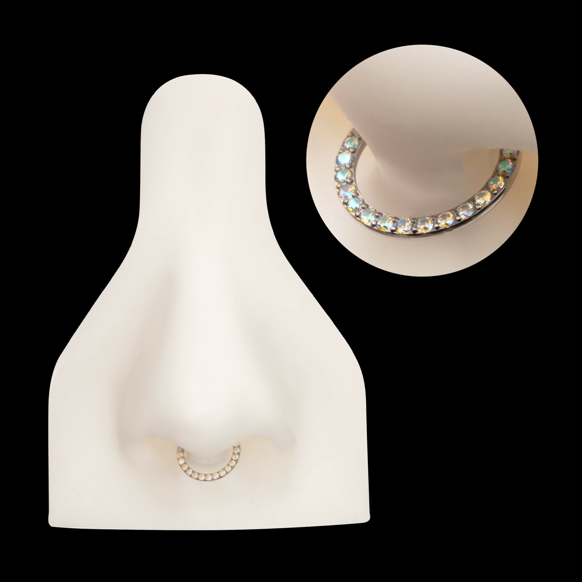 Front Facing Hinged Segment Clicker with CNC Set 1mm Ombre Fade Gem Hoop Earring / Nosering – Titanium