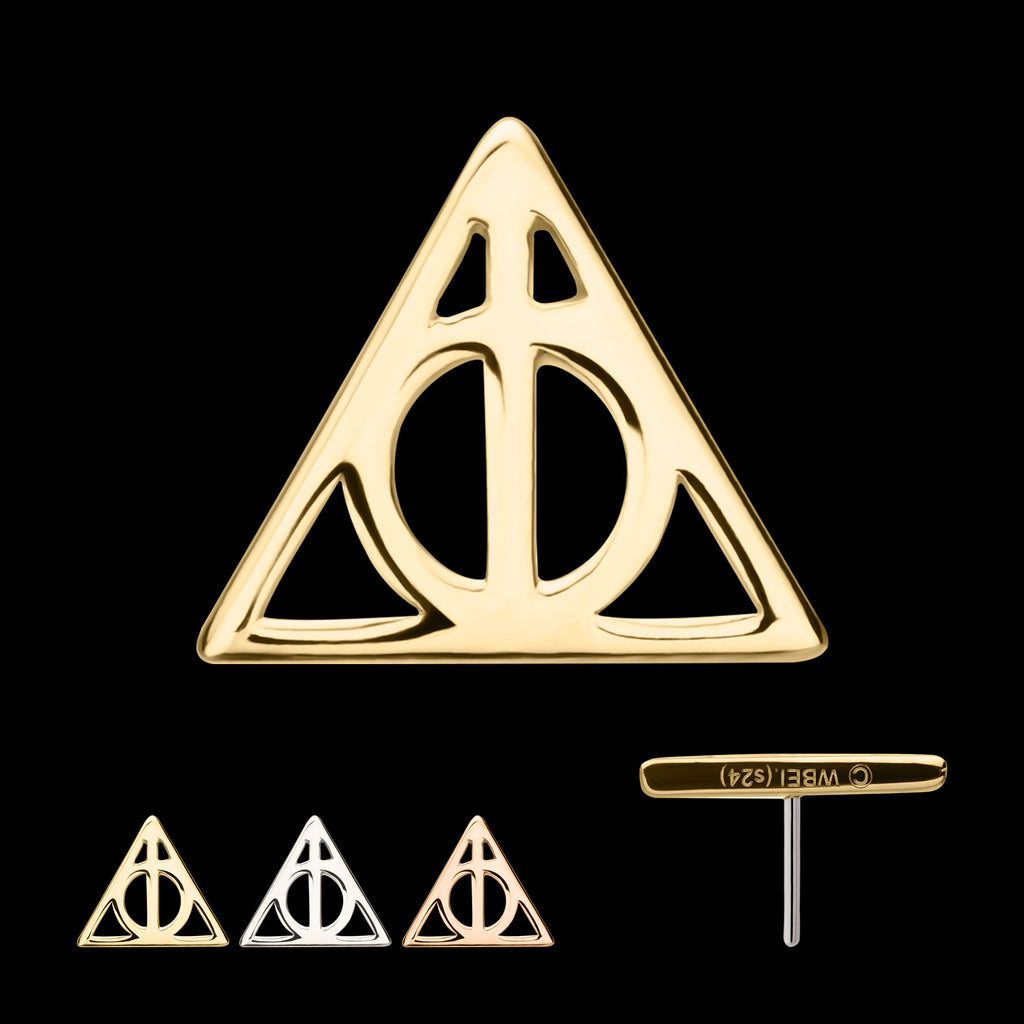 Harry Potter Deathly Hallows Flatback Stud Earring / Nosering - 14Kt Gold