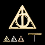 Harry Potter Deathly Hallows Flatback Stud Earring / Nosering - 14Kt Gold