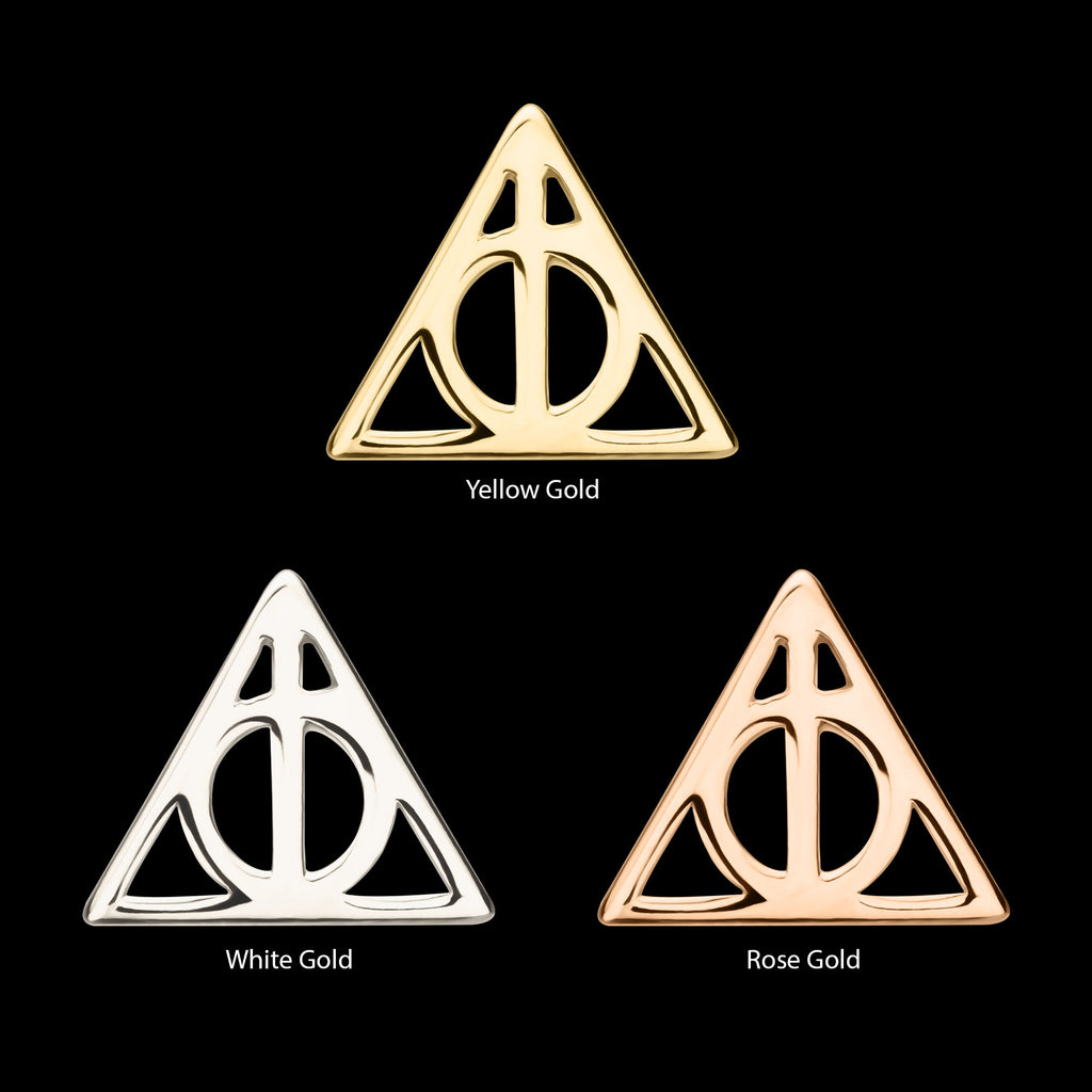 Harry Potter Deathly Hallows Flatback Stud Earring / Nosering - 14Kt Gold