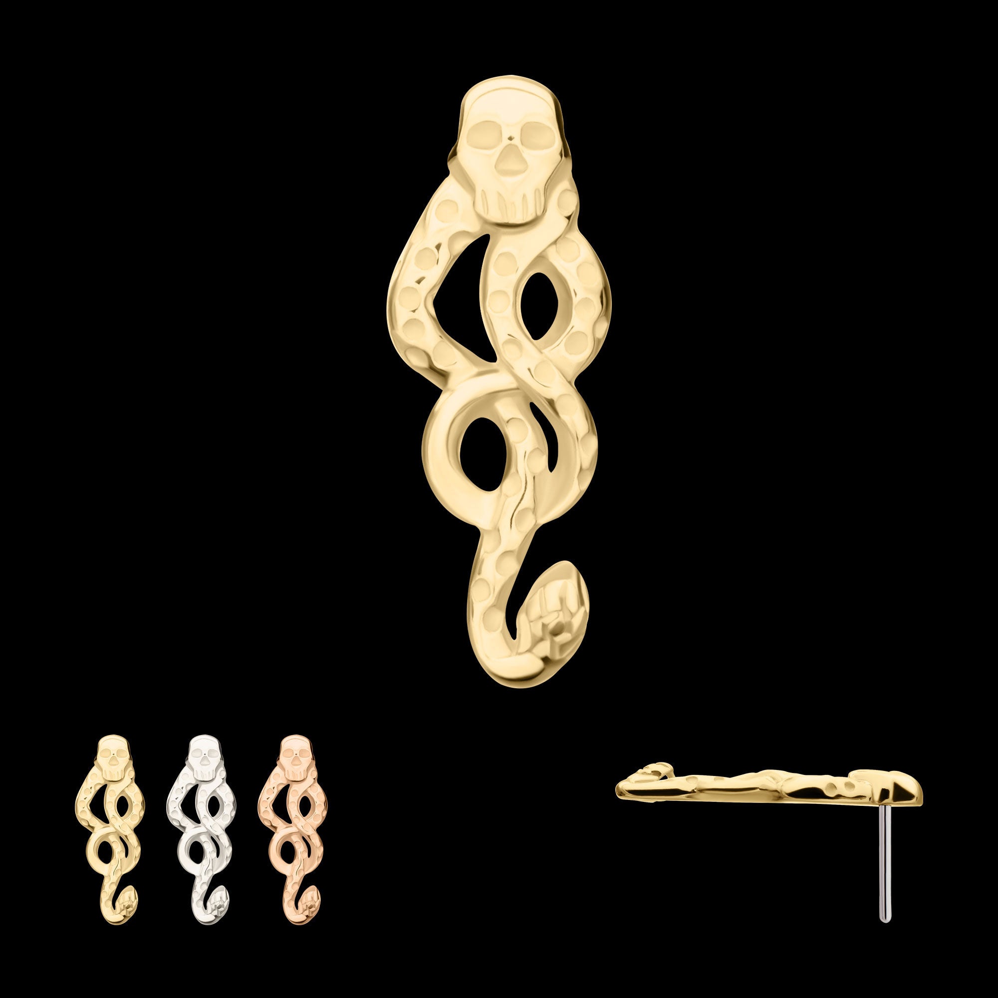 Harry Potter Dark Mark Symbol Flatback Stud Earring / Nosering - 14Kt Gold