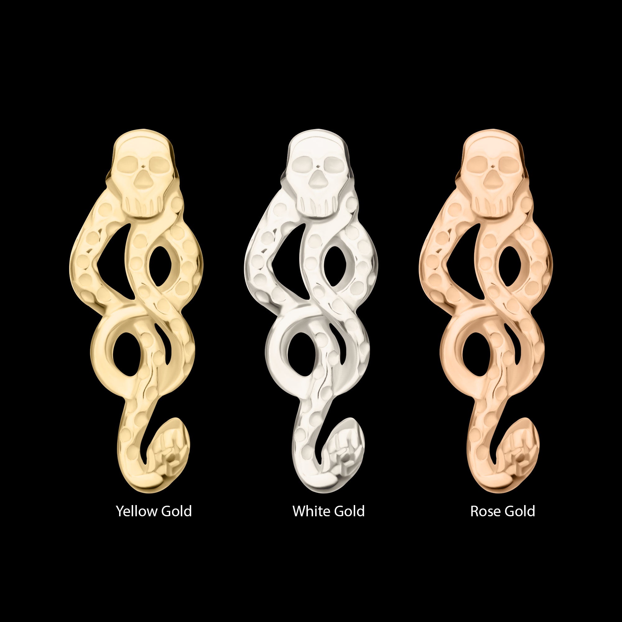 Harry Potter Dark Mark Symbol Flatback Stud Earring / Nosering - 14Kt Gold
