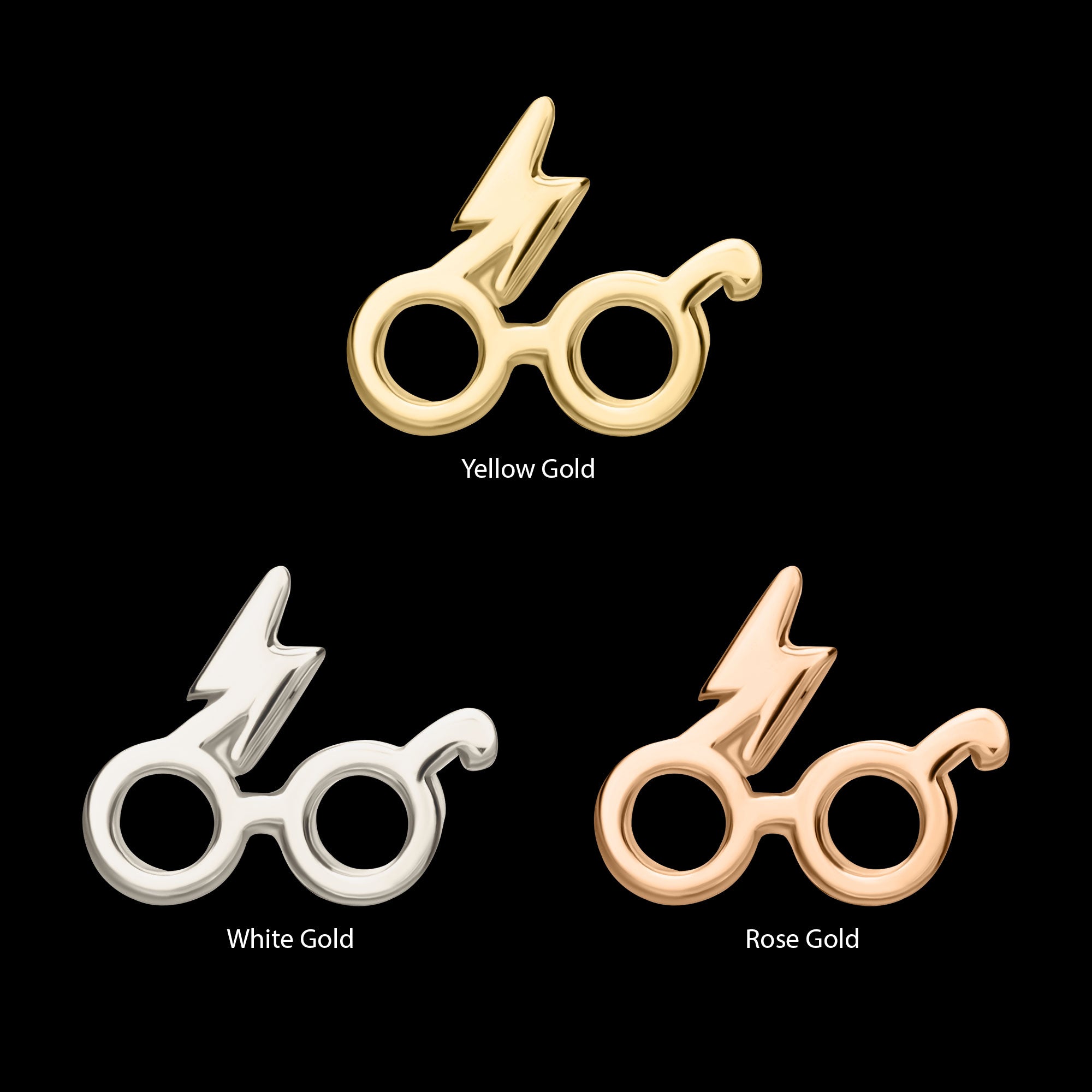 14Kt Harry Potter Eyeglasses Flatback Stud Earring / Nosering