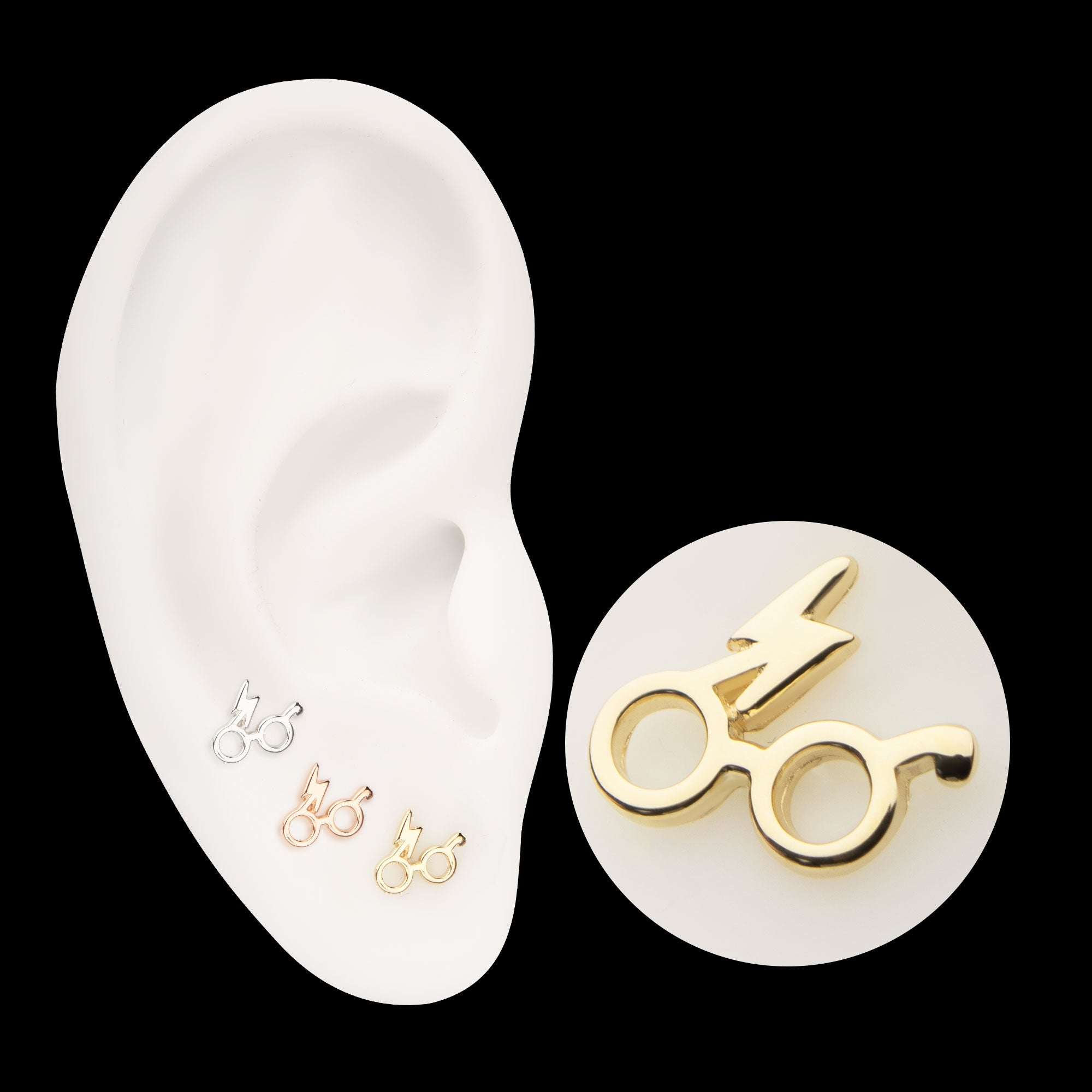 14Kt Harry Potter Eyeglasses Flatback Stud Earring / Nosering
