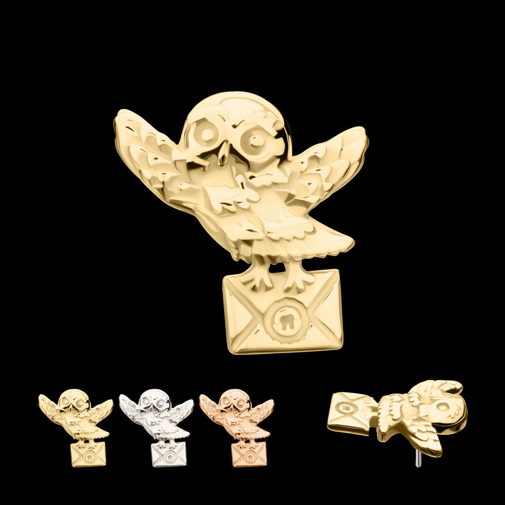 Harry Potter Hedwig Flatback Stud Earring / Nosering - 14Kt Gold