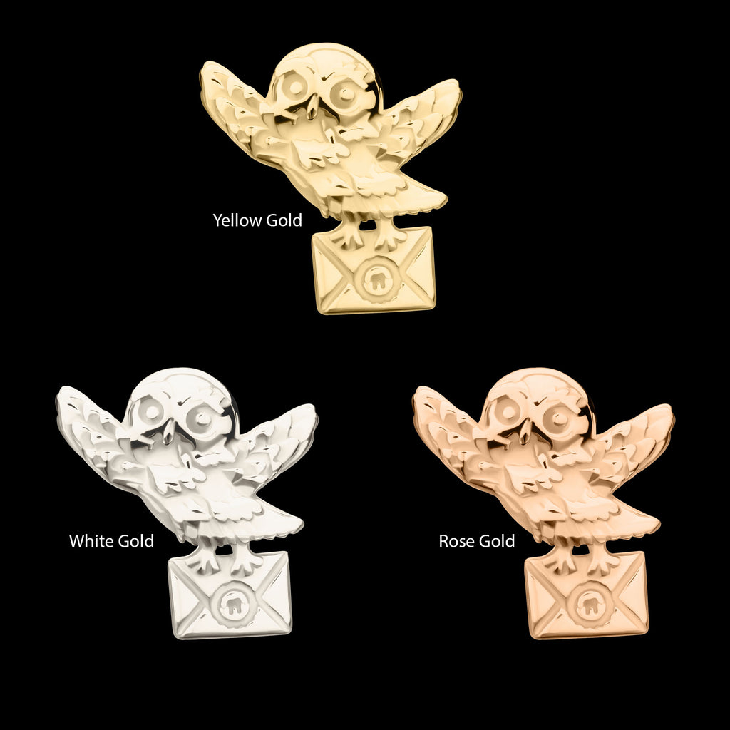 Harry Potter Hedwig Flatback Stud Earring / Nosering - 14Kt Gold