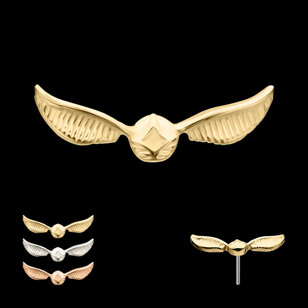 Harry Potter Golden Snitch Flatback Stud Earring / Nosering - 14Kt Gold