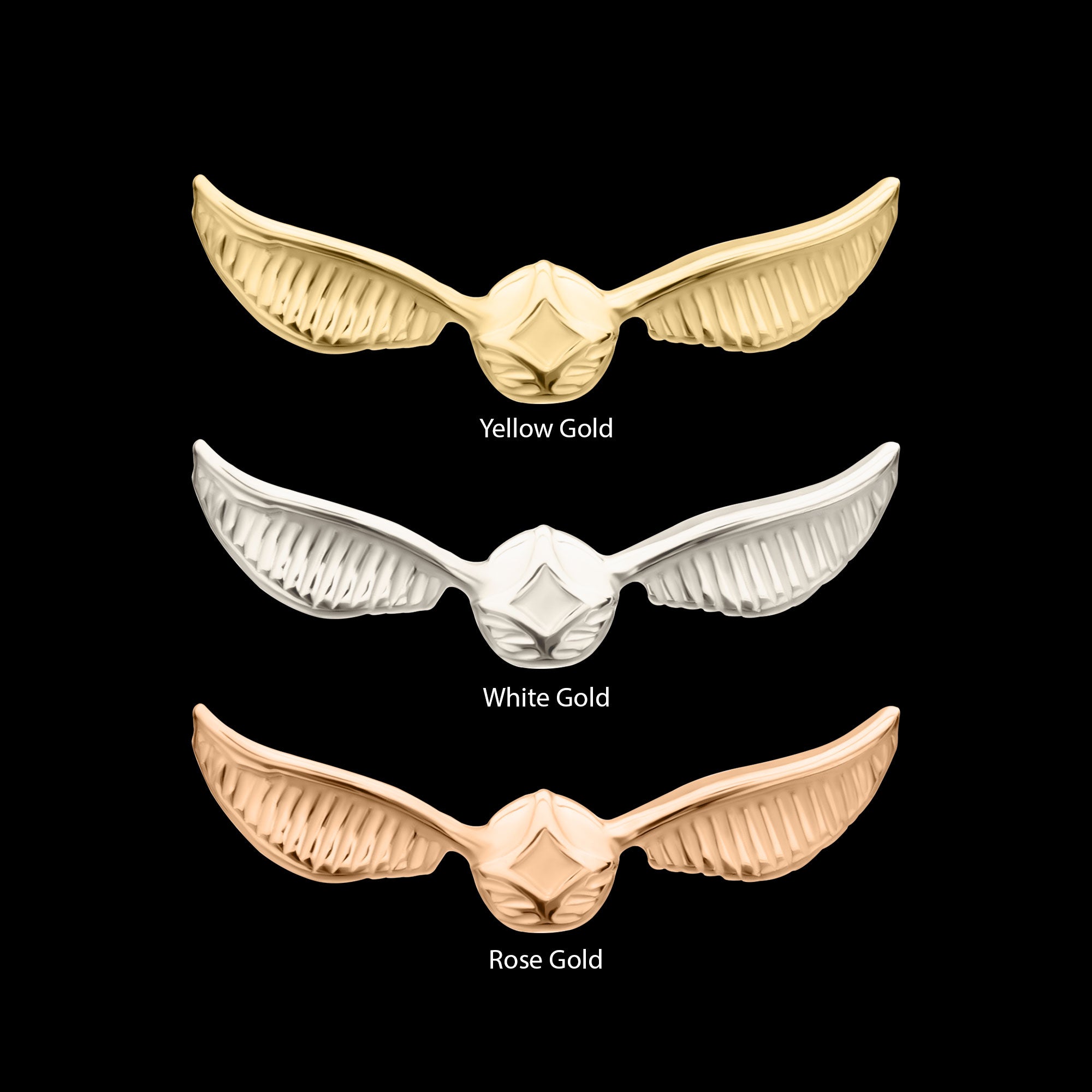 Harry Potter Golden Snitch Flatback Stud Earring / Nosering - 14Kt Gold