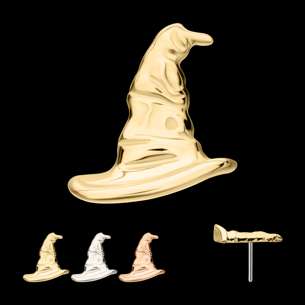 Harry Potter Sorting Hat Flatback Stud Earring / Nosering - 14Kt Gold