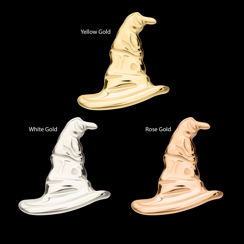 Harry Potter Sorting Hat Flatback Stud Earring / Nosering - 14Kt Gold