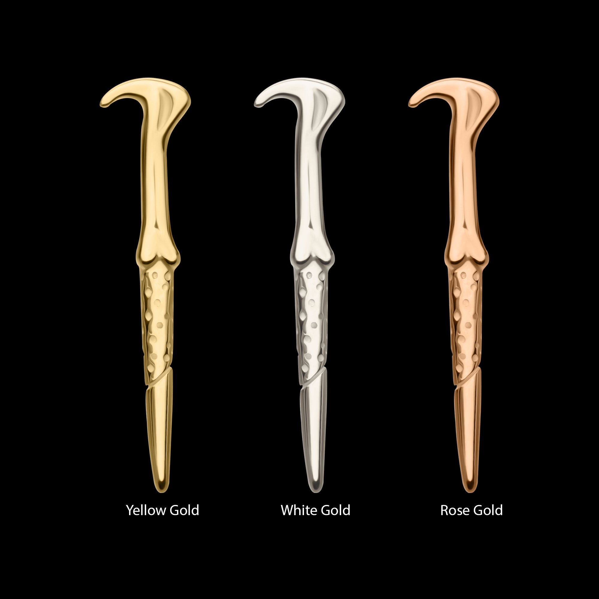 Harry Potter Lord Voldemort Wand Flatback Stud Earring / Nosering - 14Kt Gold