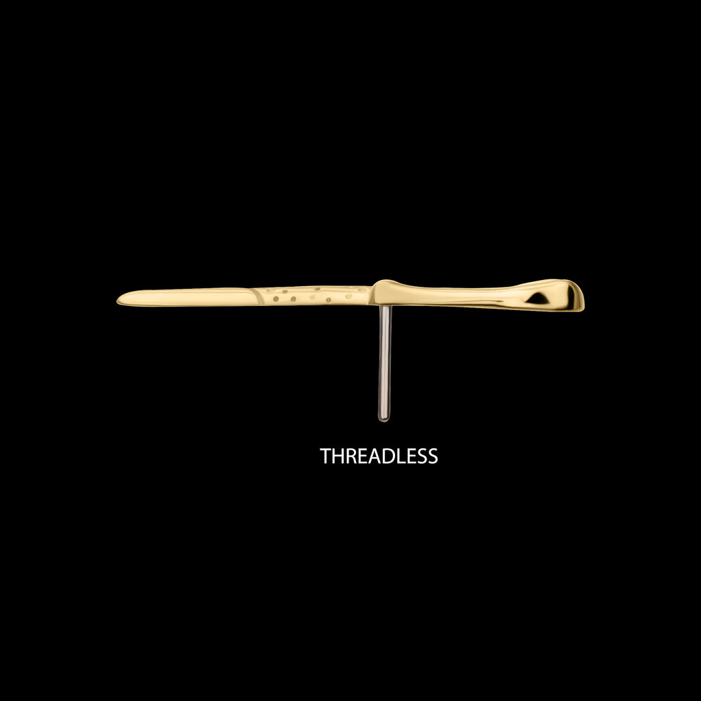 Harry Potter Lord Voldemort Wand Flatback Stud Earring / Nosering - 14Kt Gold
