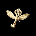 Harry Potter Winged Key Flatback Stud Earring / Nosering - 14Kt Gold