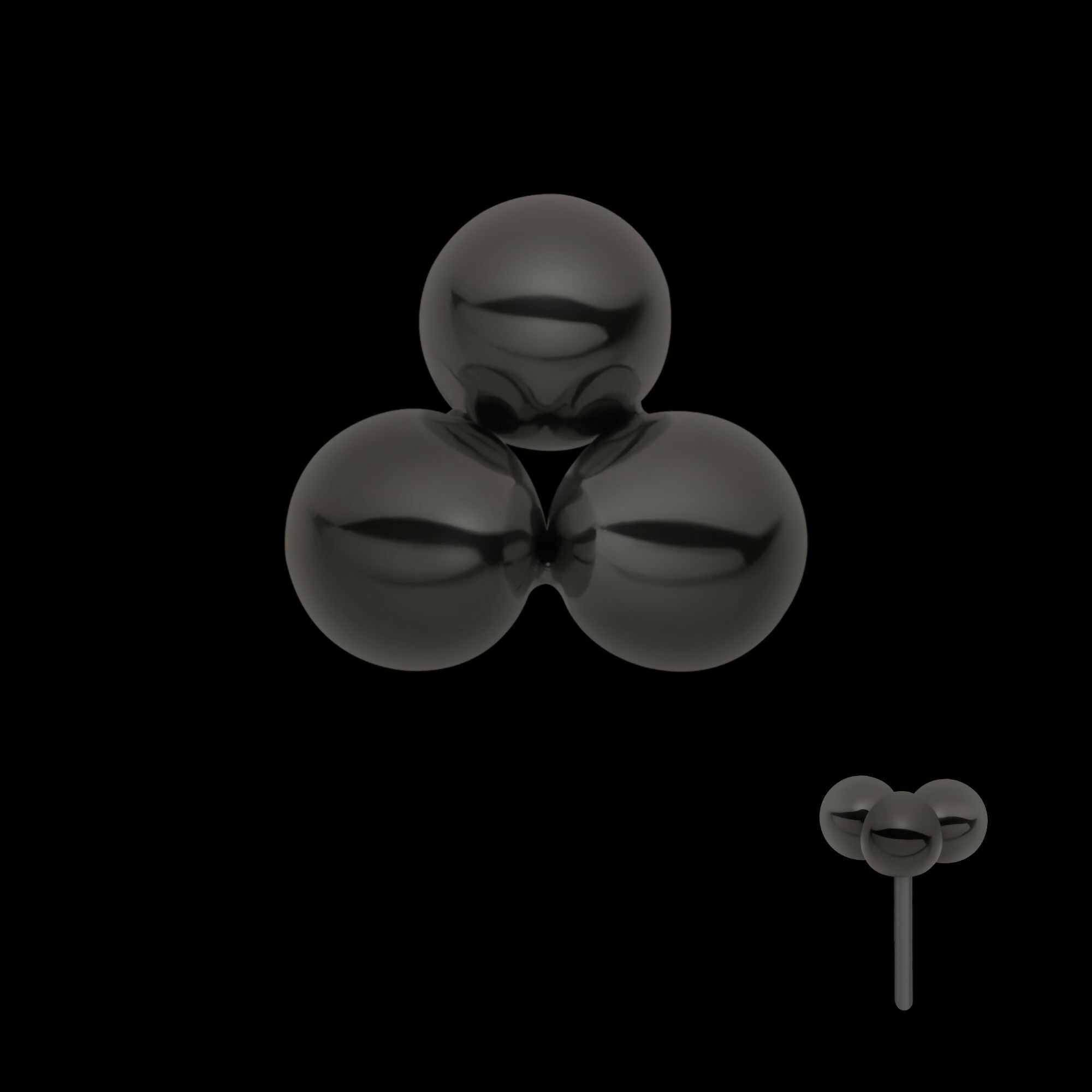 Black PVD Titanium Threadless Trinity Ball Top