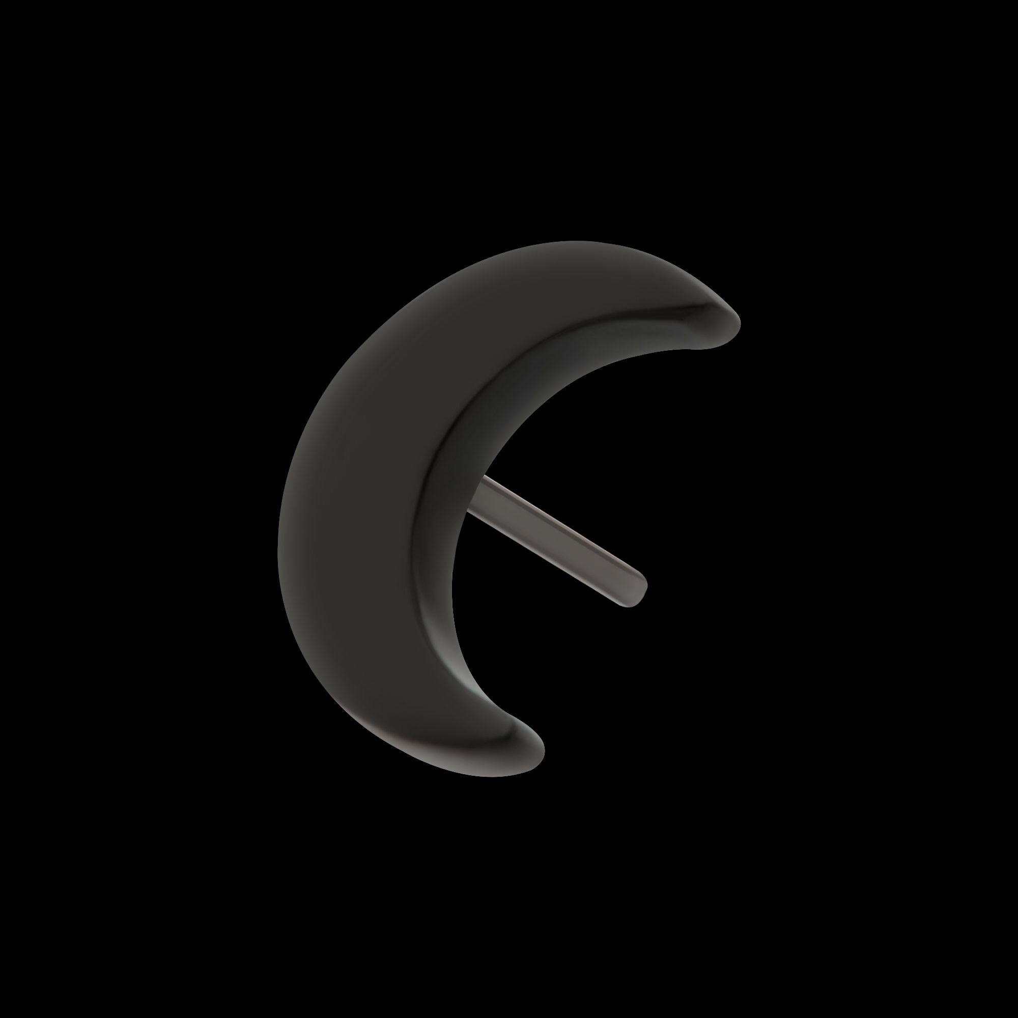 Black PVD Titanium Threadless Crescent Moon Top with 1.6mm Crest