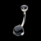 Internally Threaded Double CZ Gem 3-Prong Teardrop Navel Curves Earring / Nosering – Titanium