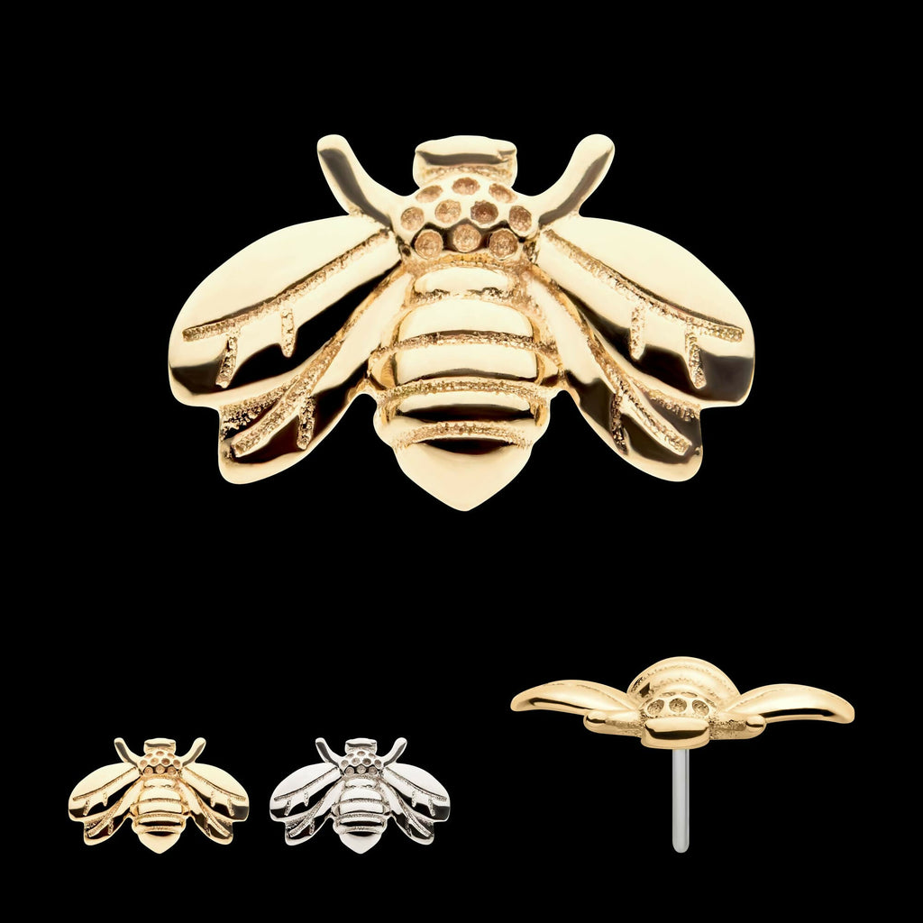 14Kt Gold Threadless with Bee Top