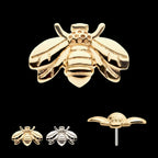 14Kt Gold Threadless with Bee Top