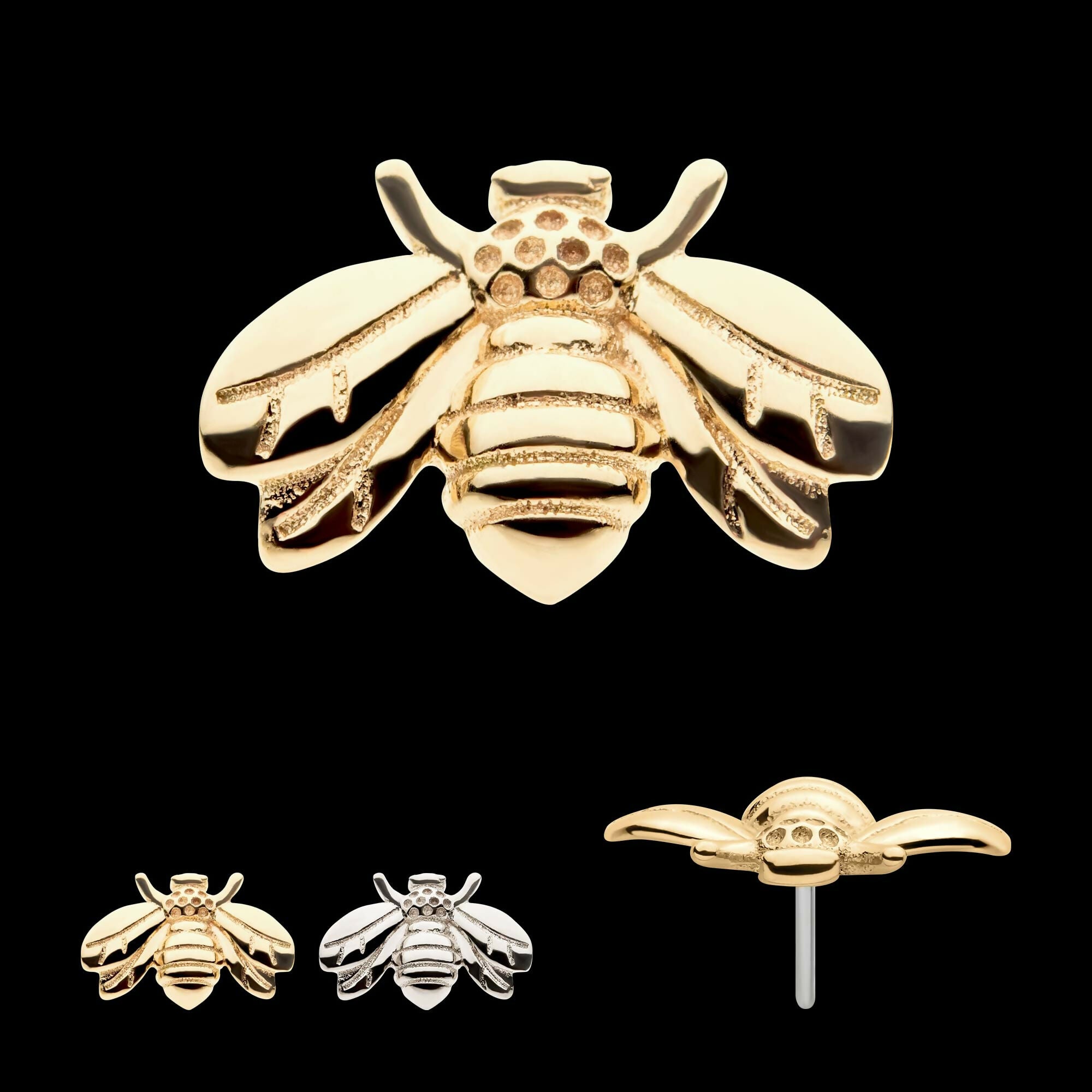 14Kt Gold Threadless with Bee Top