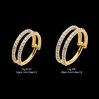 24Kt Gold PVD Titanium Double Row Full Clear CZ Side Facing Hinged Segment Clicker Hoop Earring / Nosering