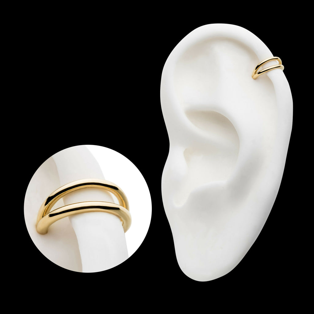 Double Hoop Side Facing Hinged Segment Clicker Earring / Nosering – 14Kt Yellow Gold