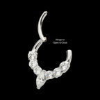 Clustered Prong Set Round CZ with Center Marquise CZ Front Facing Hinged Segment Clicker Hoop Earring / Nosering – Titanium
