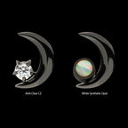 Black PVD Titanium Threadless Crescent Moon with CZ/Opal Top