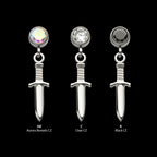 Titanium Threadless Bezel Round CZ Dangle Dagger Top
