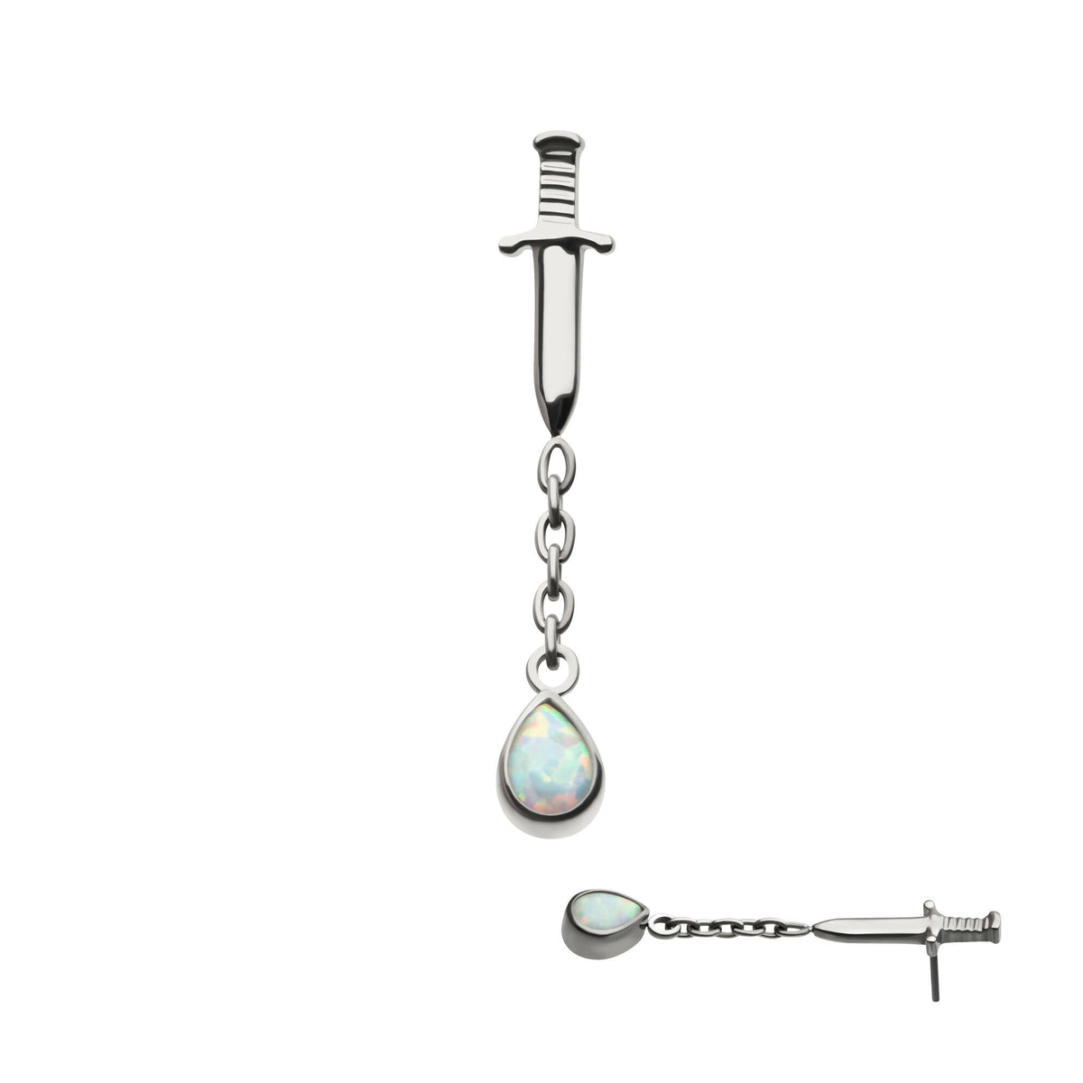 Titanium Dagger Opal Chain Flatback Stud Earring | Invictus | Live By ...