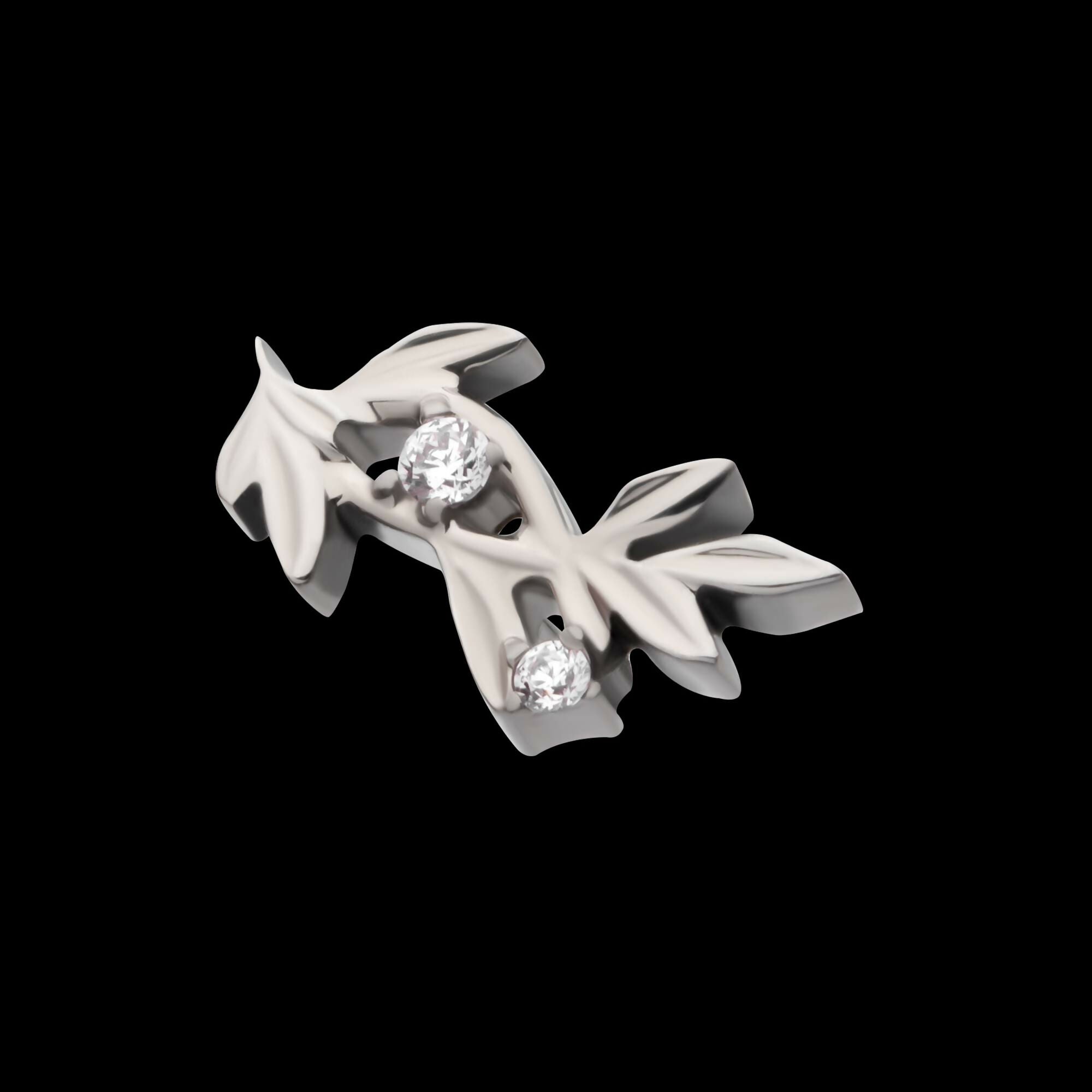 Titanium Threadless Prong Set Gem Vine Top