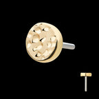 14Kt Yellow Gold Threadless Hammered Disk Top