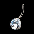 Prong Set Round AAA CZ/Synthetic Opal Fixed Bottom Only Navel Curve Earring / Nosering – Titanium