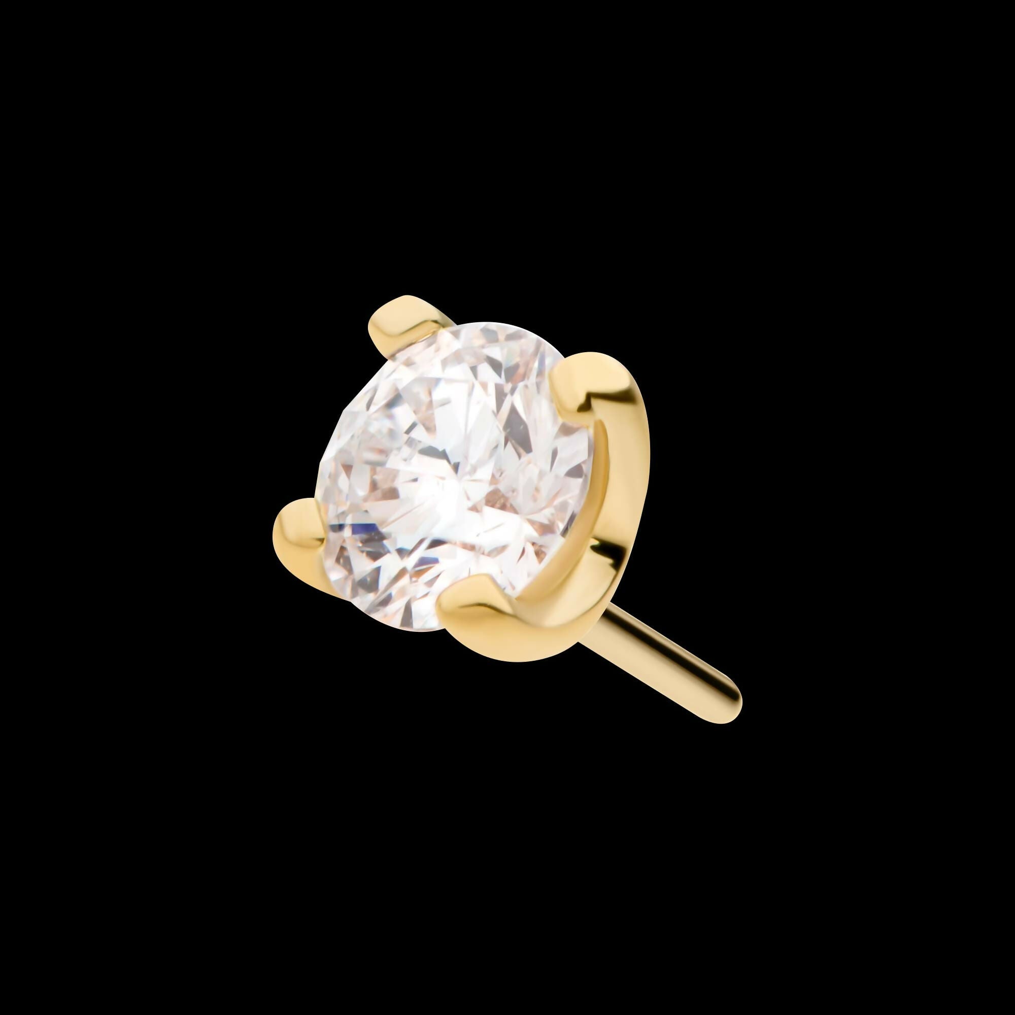 14Kt Yellow Gold Threadless with Prong Set Genuine Top