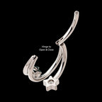 Double Ended Twist Side Facing Hinged Segment Clicker with Star CZ Hoop Earring / Nosering – Titanium