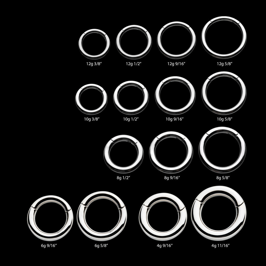Hinged Segment Clicker (12g to 4g) Hoop Earring / Nosering – Titanium