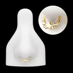 Triple Staggered Star with Prong Set Gem Front Facing Hinged Segment Clicker Hoop Earring / Nosering – 14Kt Yellow Gold
