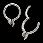 Snake Design Front Facing Hinged Segment Clicker Hoop Earring / Nosering – Titanium