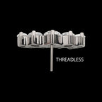 Titanium Threadless Prong Set Round CZ/Opal Terraced Cluster Top