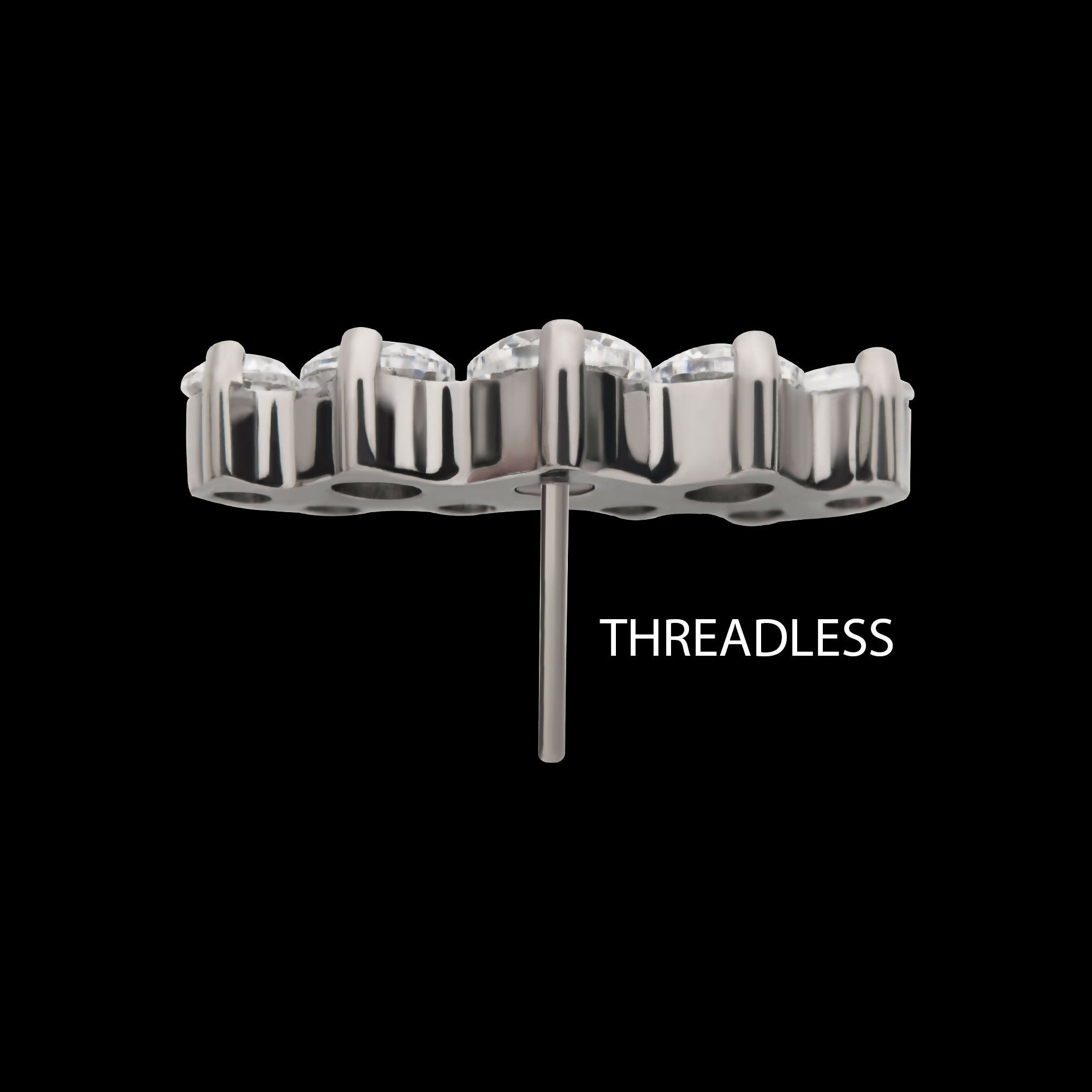 Titanium Threadless Prong Set Round CZ/Opal Terraced Cluster Top