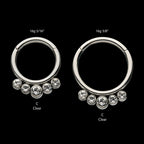 5 Cluster Petite Bezel Set Swarovski Crystal/Opal Front Facing Hinged Segment Clicker Hoop Earring / Nosering – Titanium