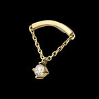 14Kt Yellow Gold Threadless Curved Bar Top with 4-Prong Lab-Grown Diamond Dangle