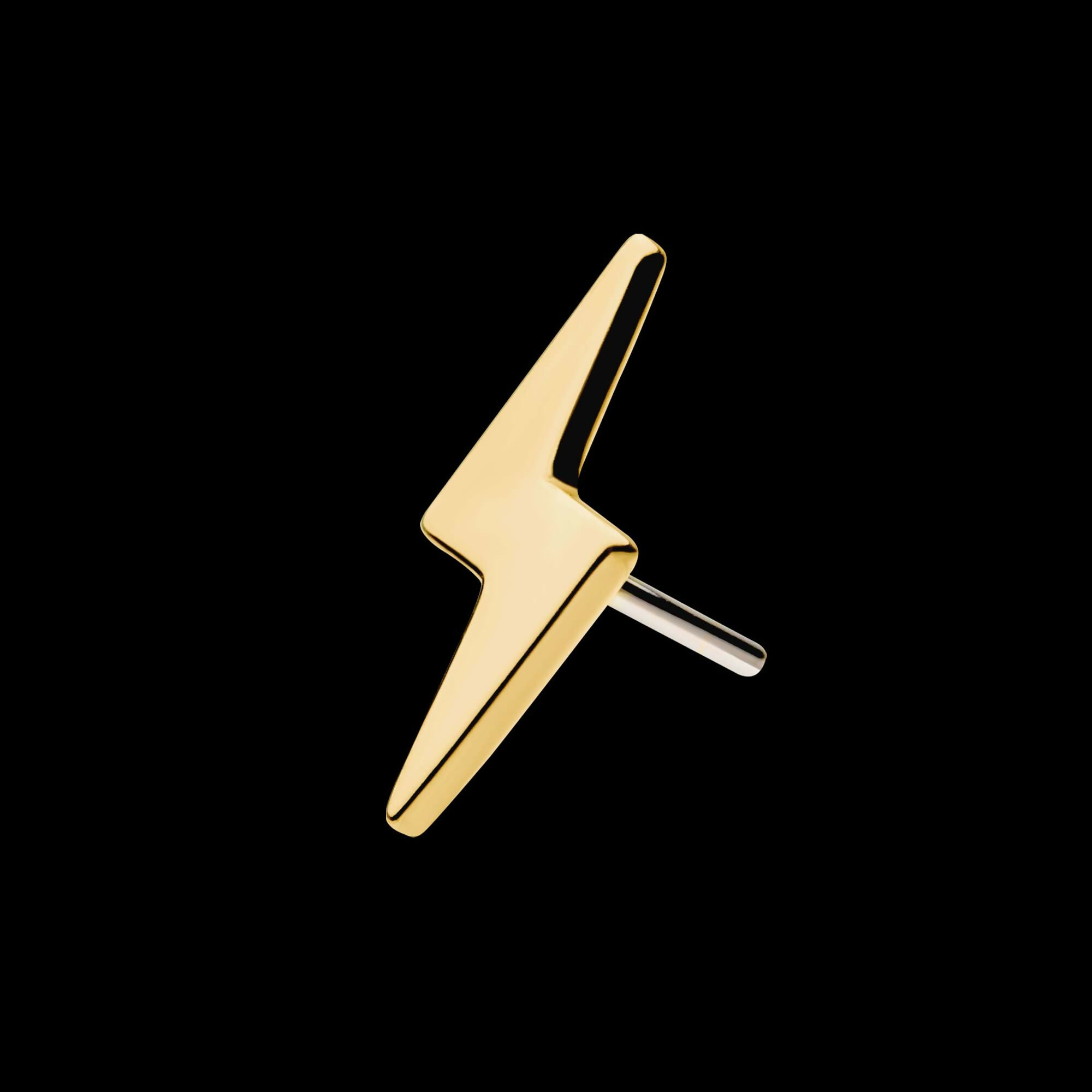 14Kt Gold Threadless with Lightning Bolt Top