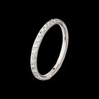 Platinum PVD Titanium 1mm CNC Set Full Clear CZ Eternity Gem Side Facing Hinged Segment Clicker Hoop Earring / Nosering