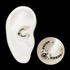 Gem Hoop with Prong Set Black Gem Spider Front Facing Hinged Segment Clicker Earring / Nosering – 14Kt Gold
