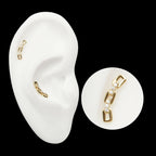 14Kt Yellow Gold Threadless Prong Set Round Gem Curved Chain Link Top