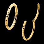 24Kt Gold PVD Titanium Pyramid Design Side Facing Hinged Segment Clicker Hoop Earring / Nosering